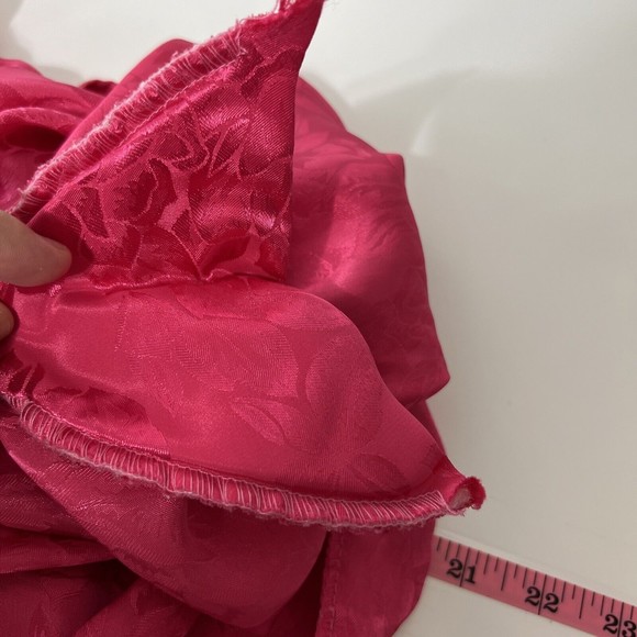 Greenwich Square Button Down Top Women 11/12 Pink Floral Embossed Satin Mandarin - Picture 8 of 13